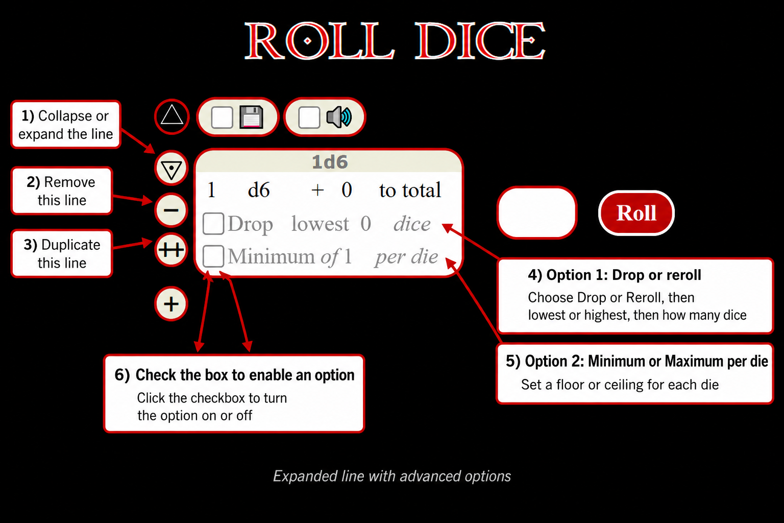 Expanded line showing advanced controls